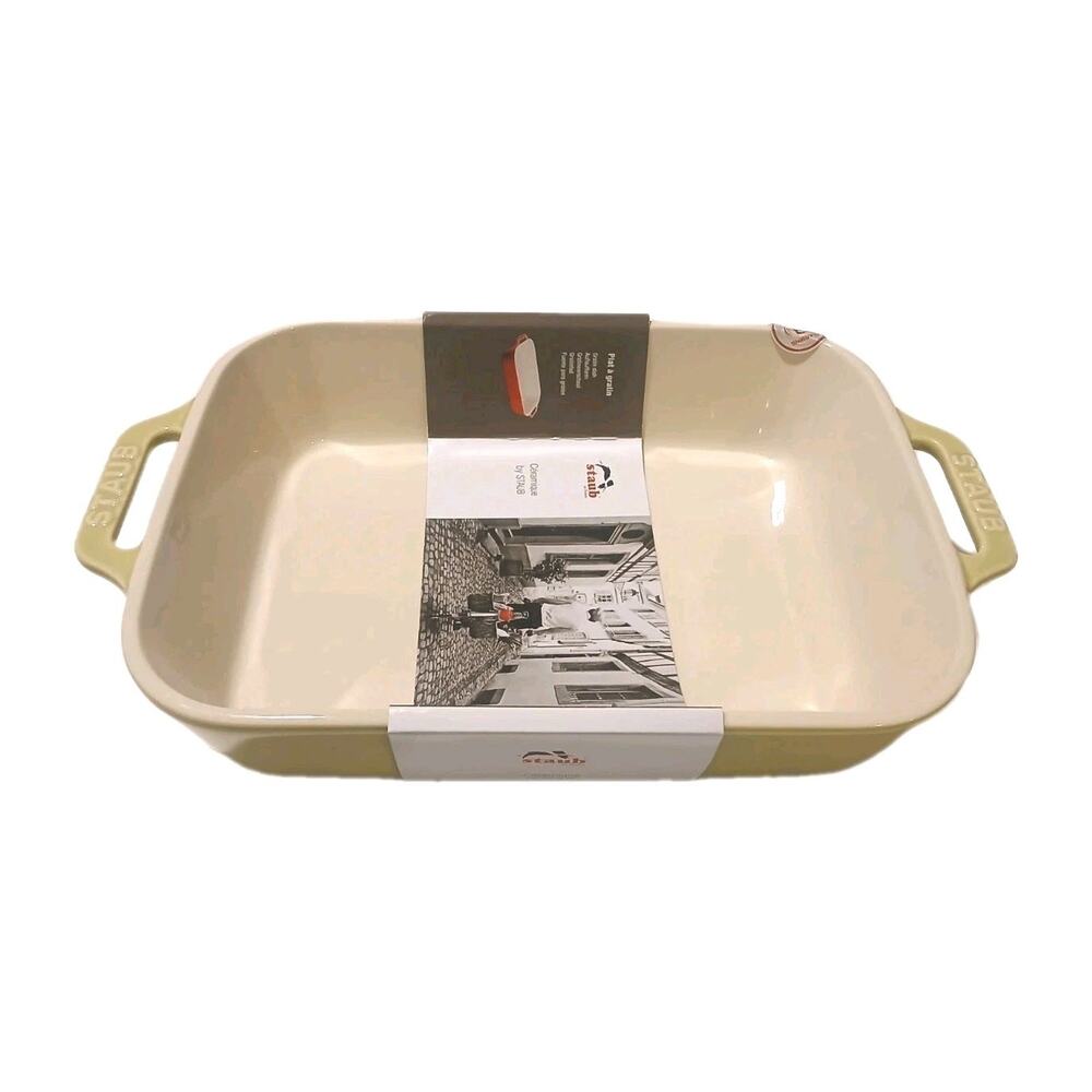 Staub Rectangular Ceramic Gratin Baking Dish 2.5 Qt 10.5 x 7.5'' - Light Green